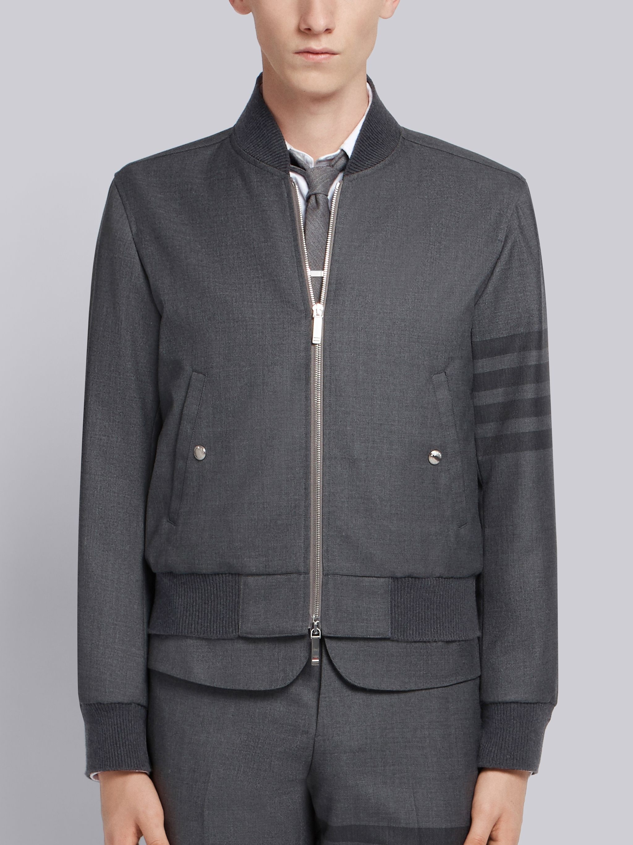 4-Bar Ribbed Knit Blouson Jacket - 1