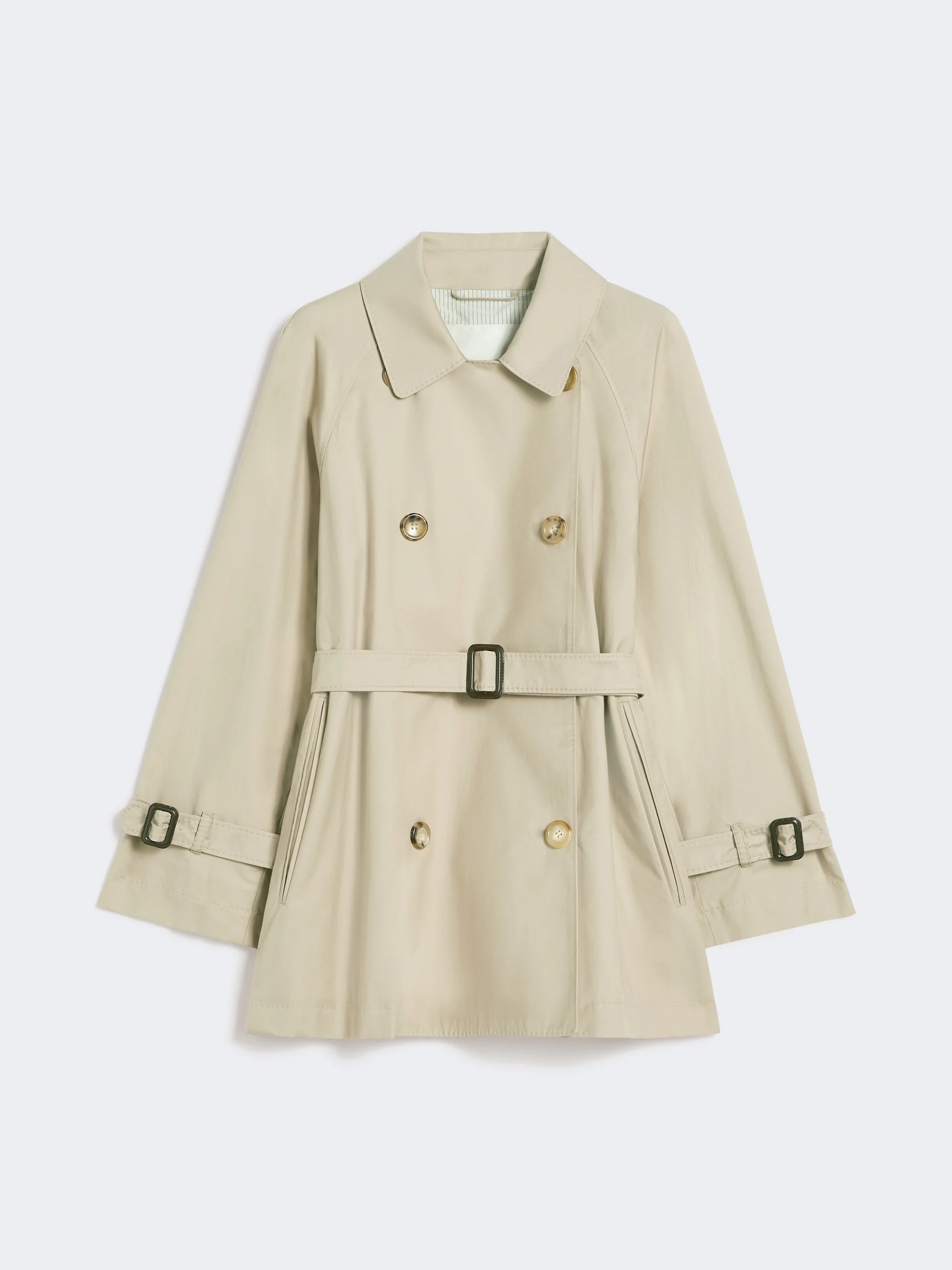 CALLE Cropped water-repellent twill trench coat - SAND - 1