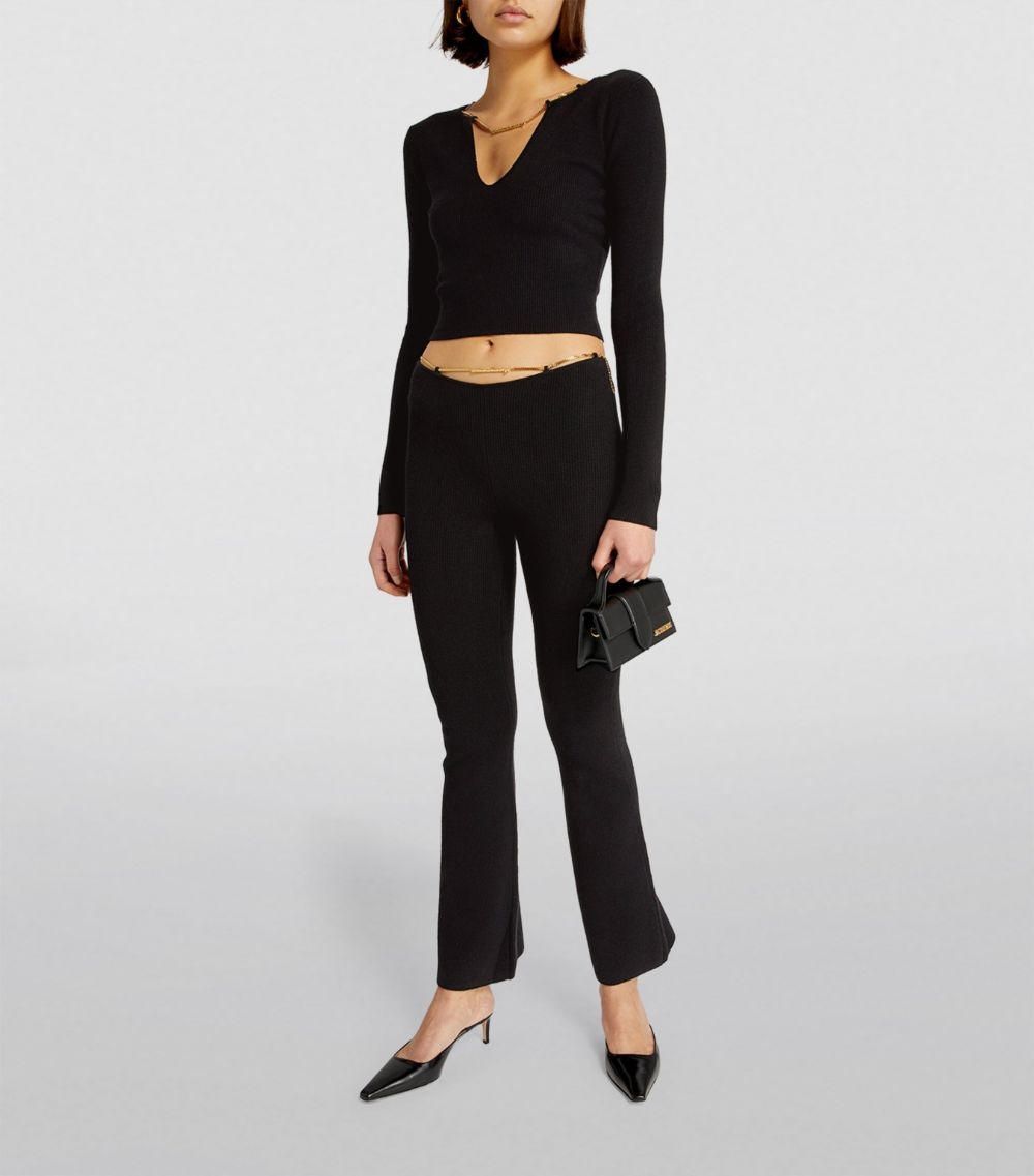 Alexander Wang Ribbed Merino Wool Bootcut Pant With Logo Nameplate