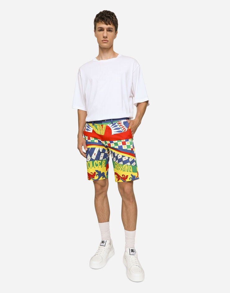 Carretto-print stretch cotton drill shorts - 5