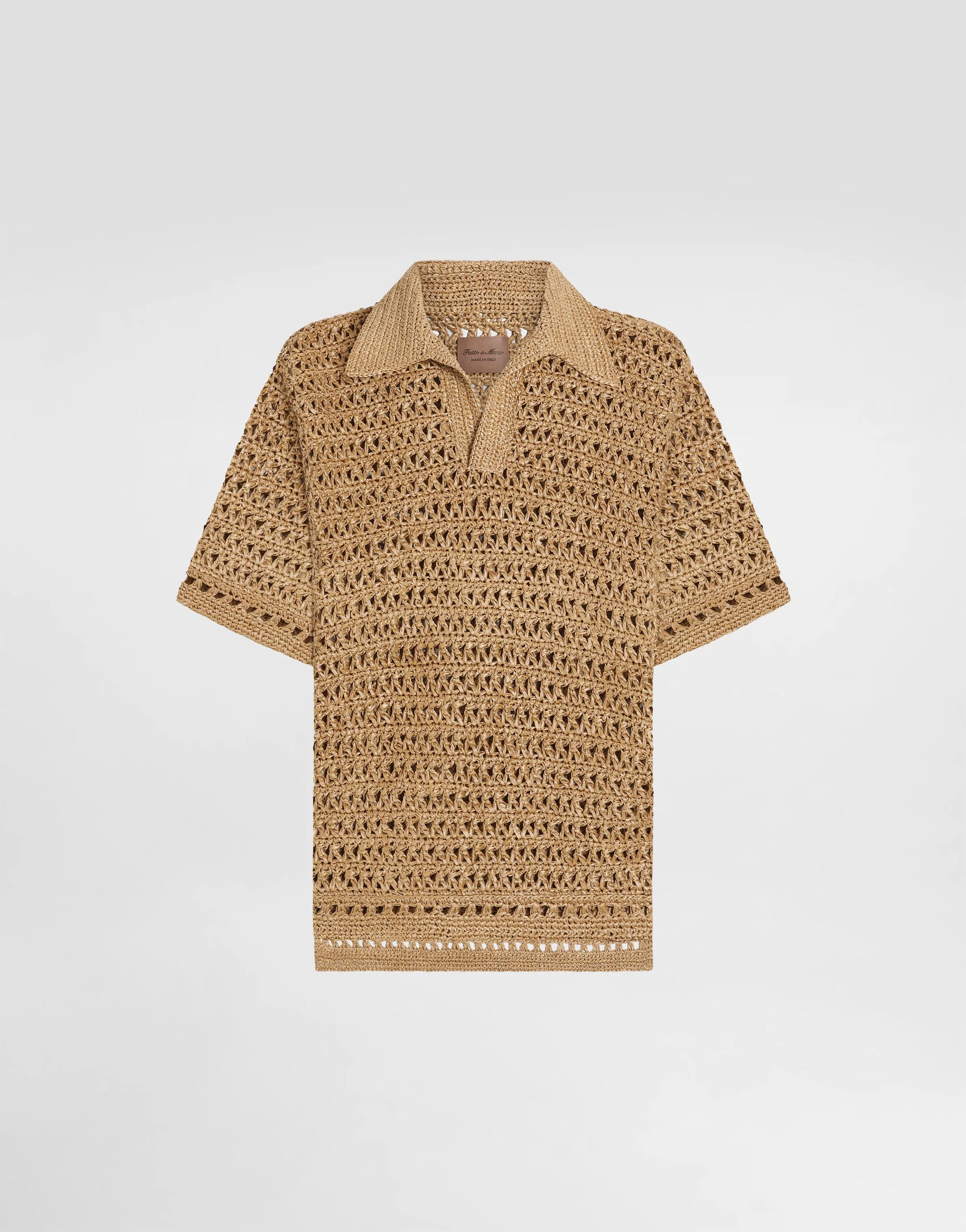 짧은 소매 viscose crochet 폴로 셔츠 - 1