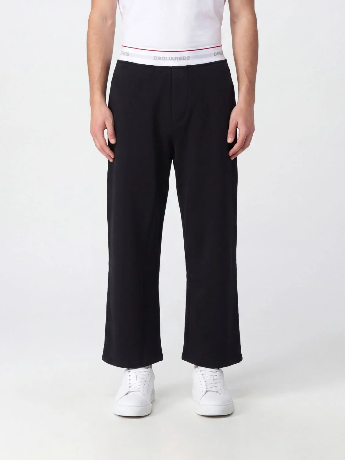 DSQUARED2 Cotton Jersey Jogging Trousers with Logo Waistband - 1