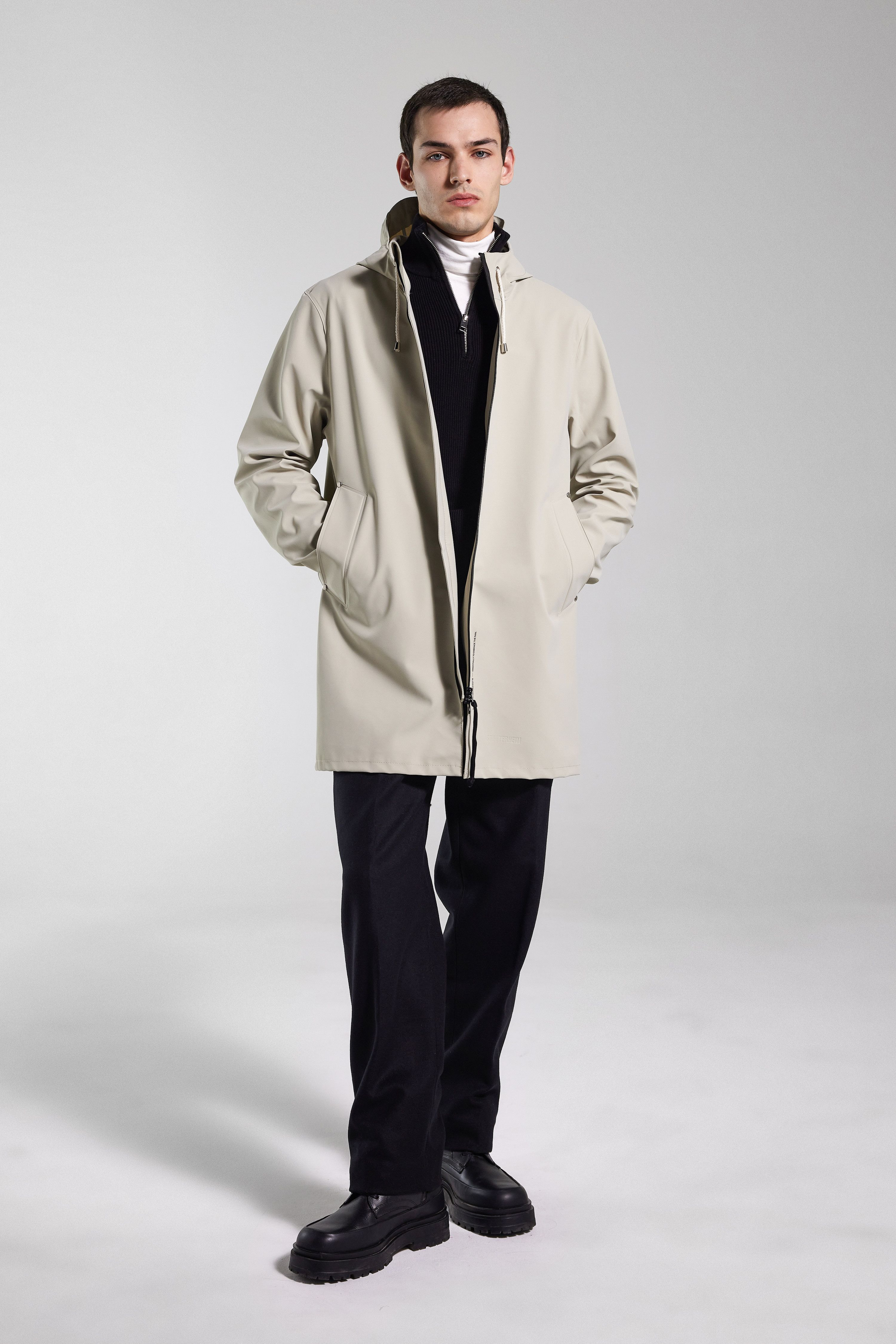 Stockholm Lightweight Zip Matte Raincoat Pelican - 2