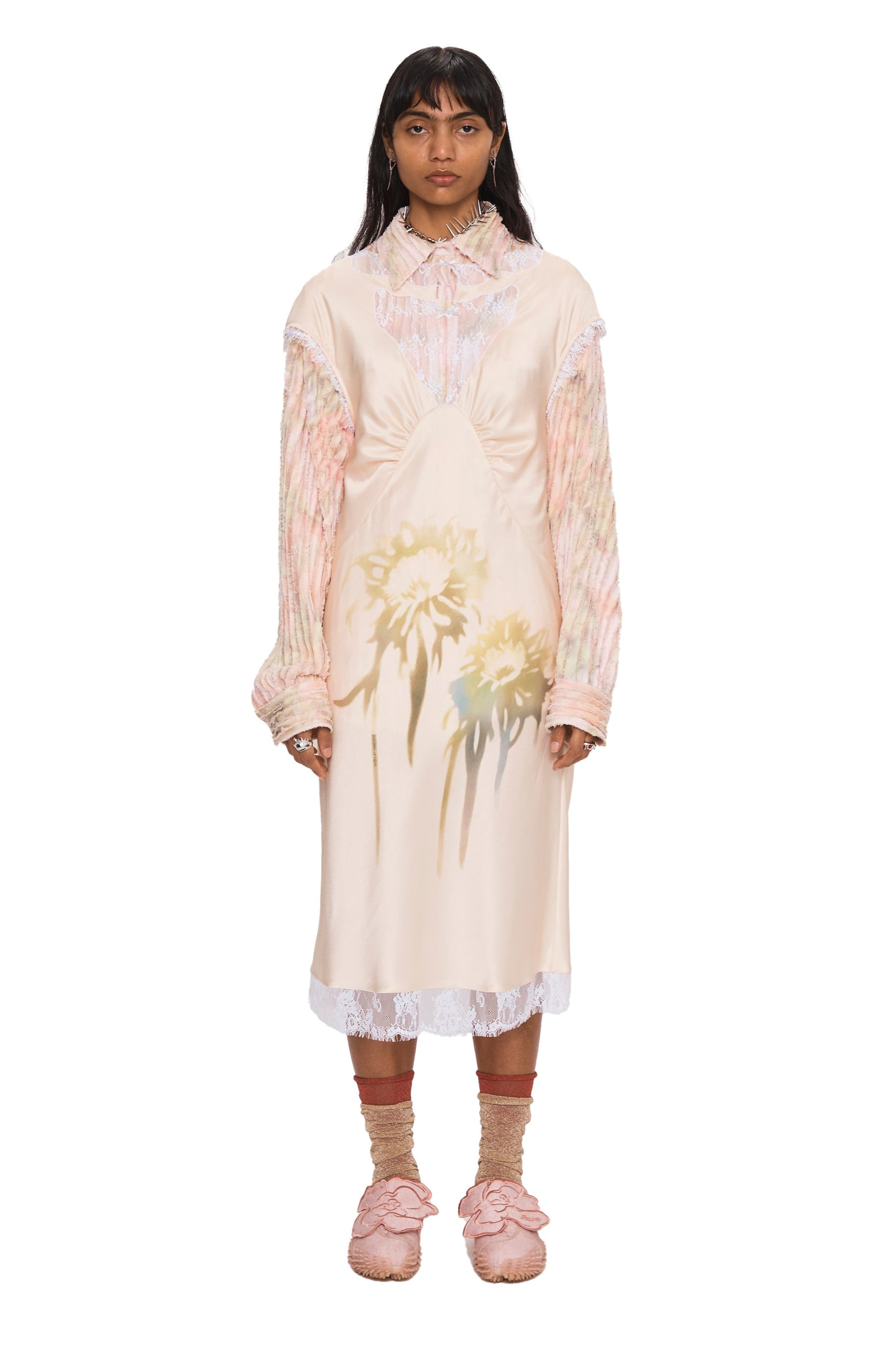 BUTTER FADED FLOWER WATERLILY MIDI DRESS - 3