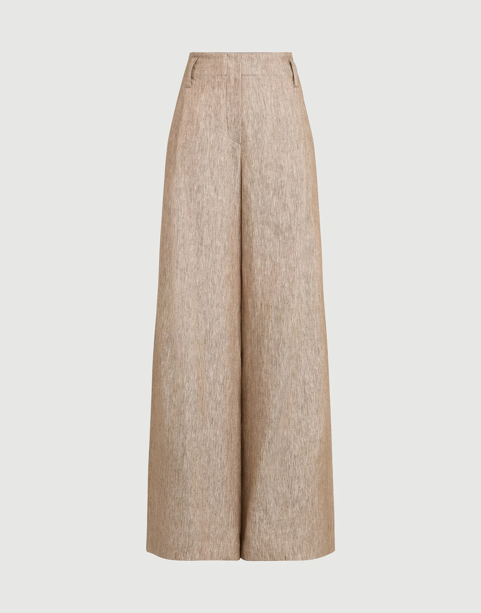 Linen denim pleated A-Line trousers with monili - 1