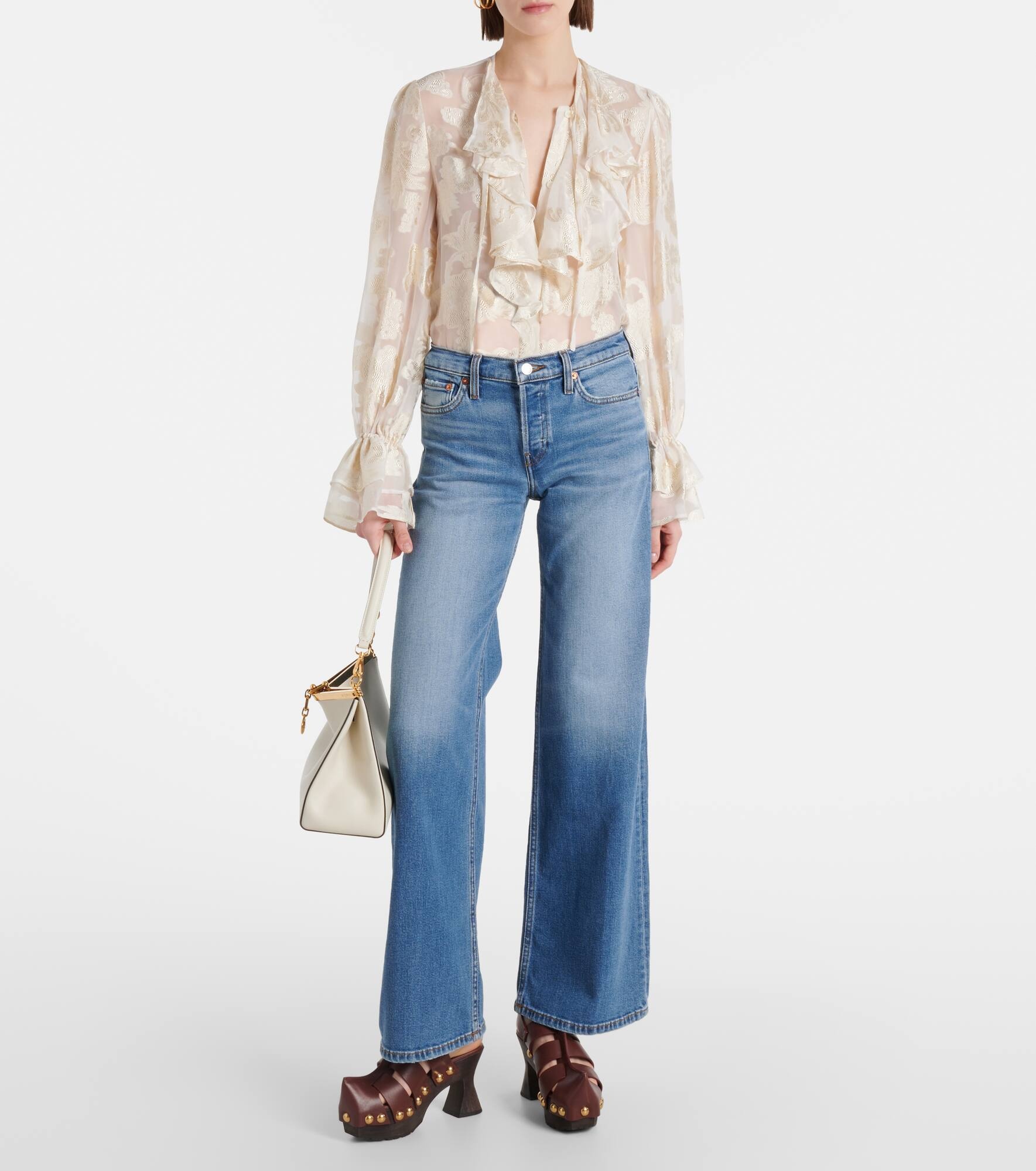 Mid-rise wide-leg jeans - 7