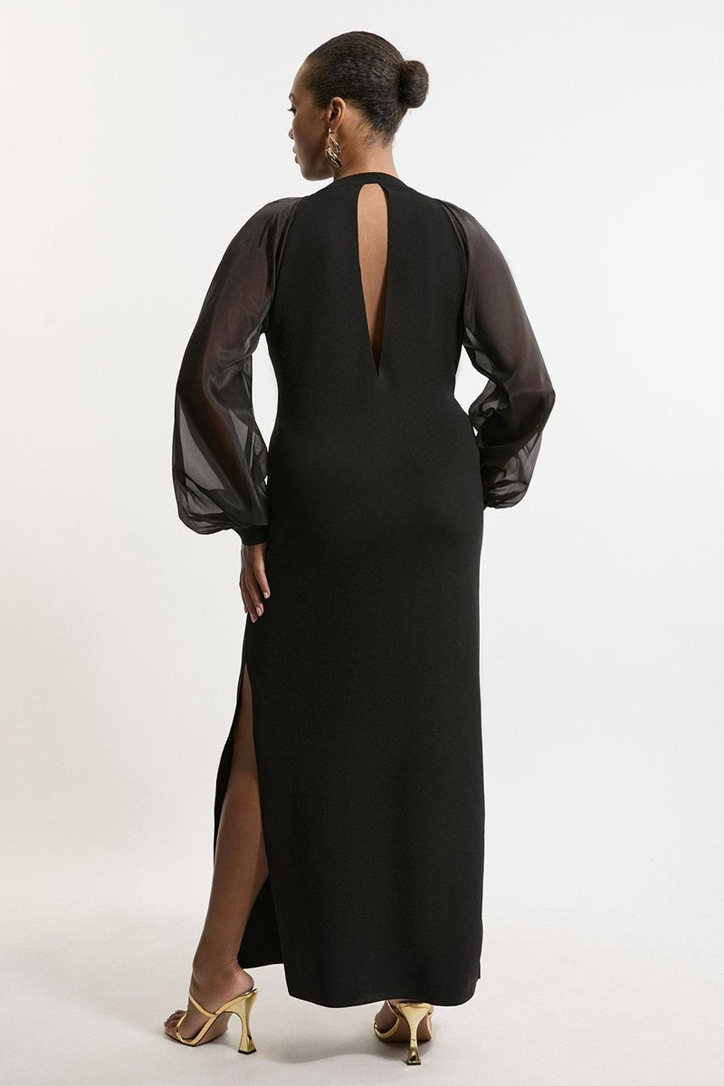 Viscose Blend Compact Knit Chiffon Sleeve Maxi Dress 5