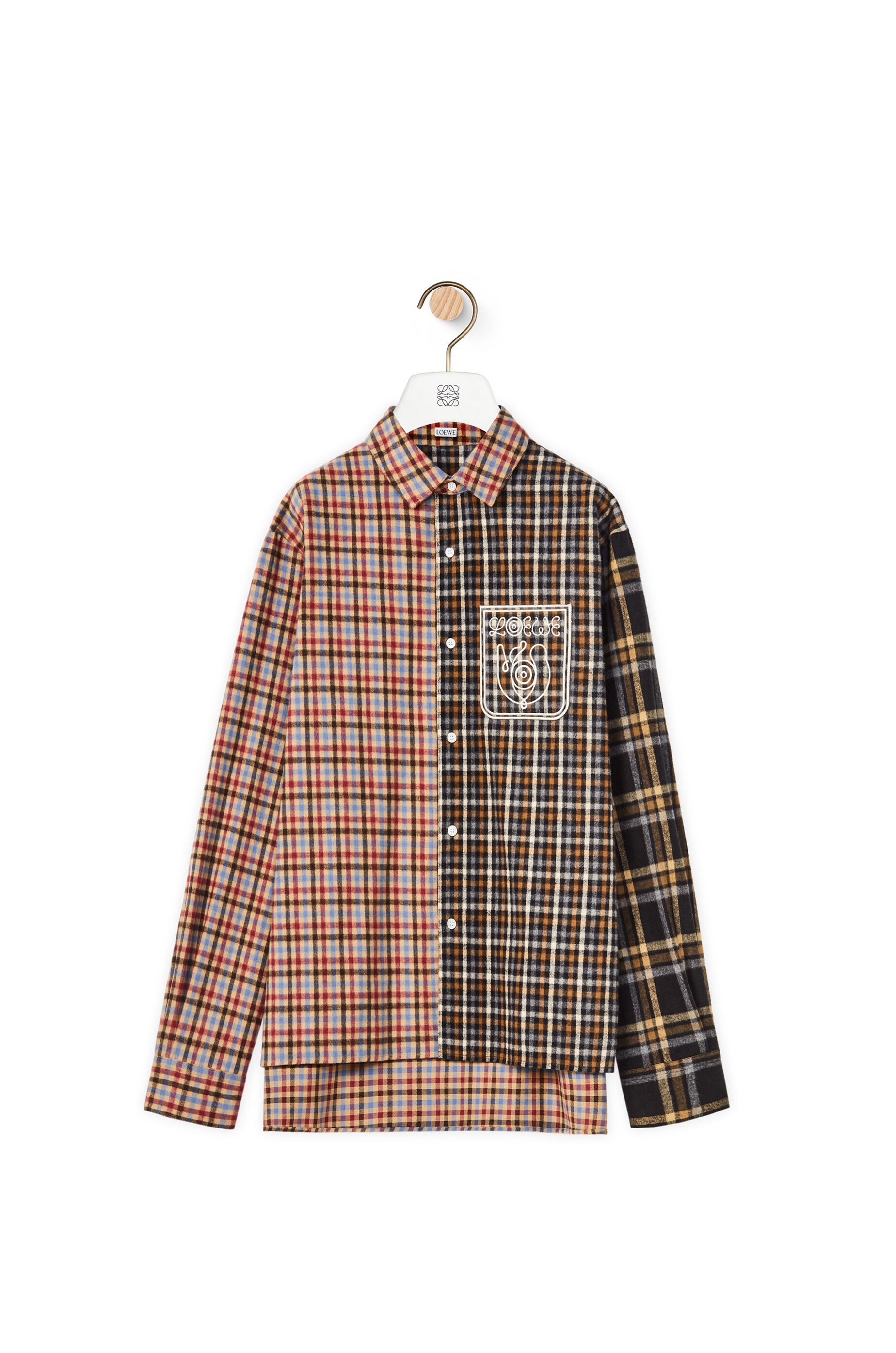 Patchwork flannel shirt in organic cotton - 1