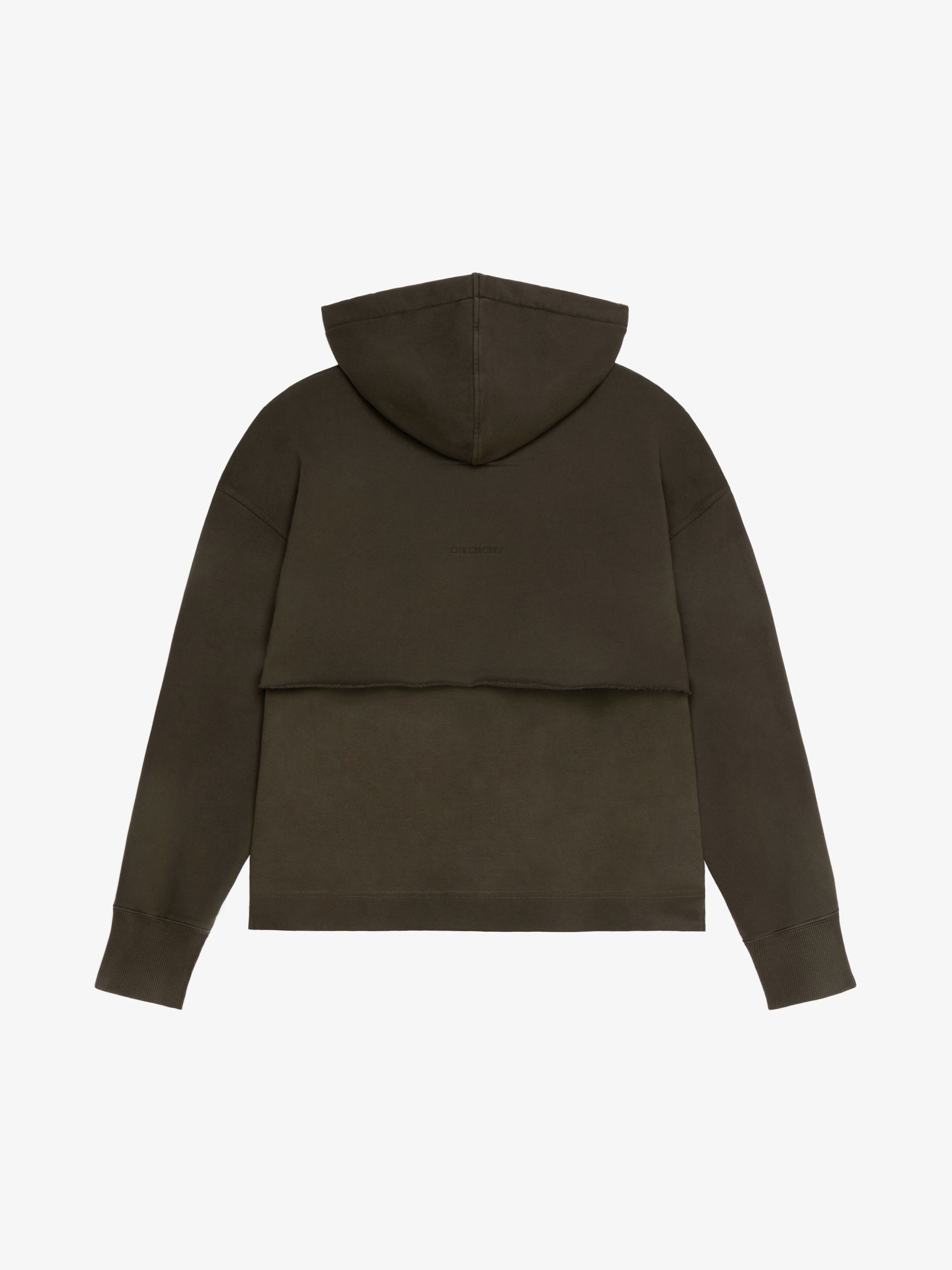 SLIM FIT HOODIE IN EMBROIDERED JERSEY WITH OVERLAPPED EFFECT - 5