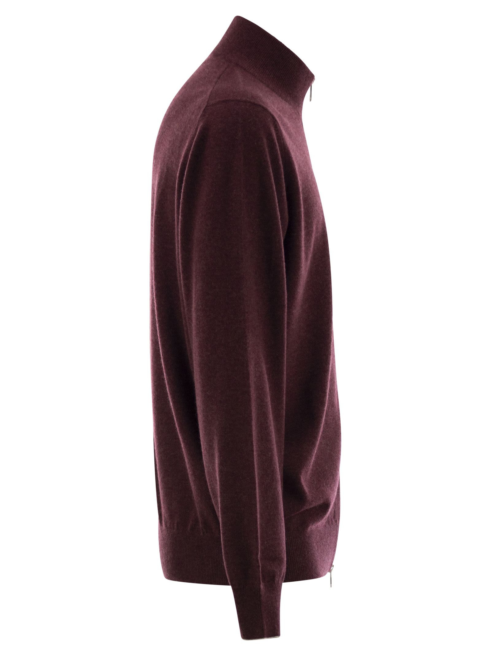 Brunello Cucinelli Men High-Necked Cashmere Cardigan With Zip - 3