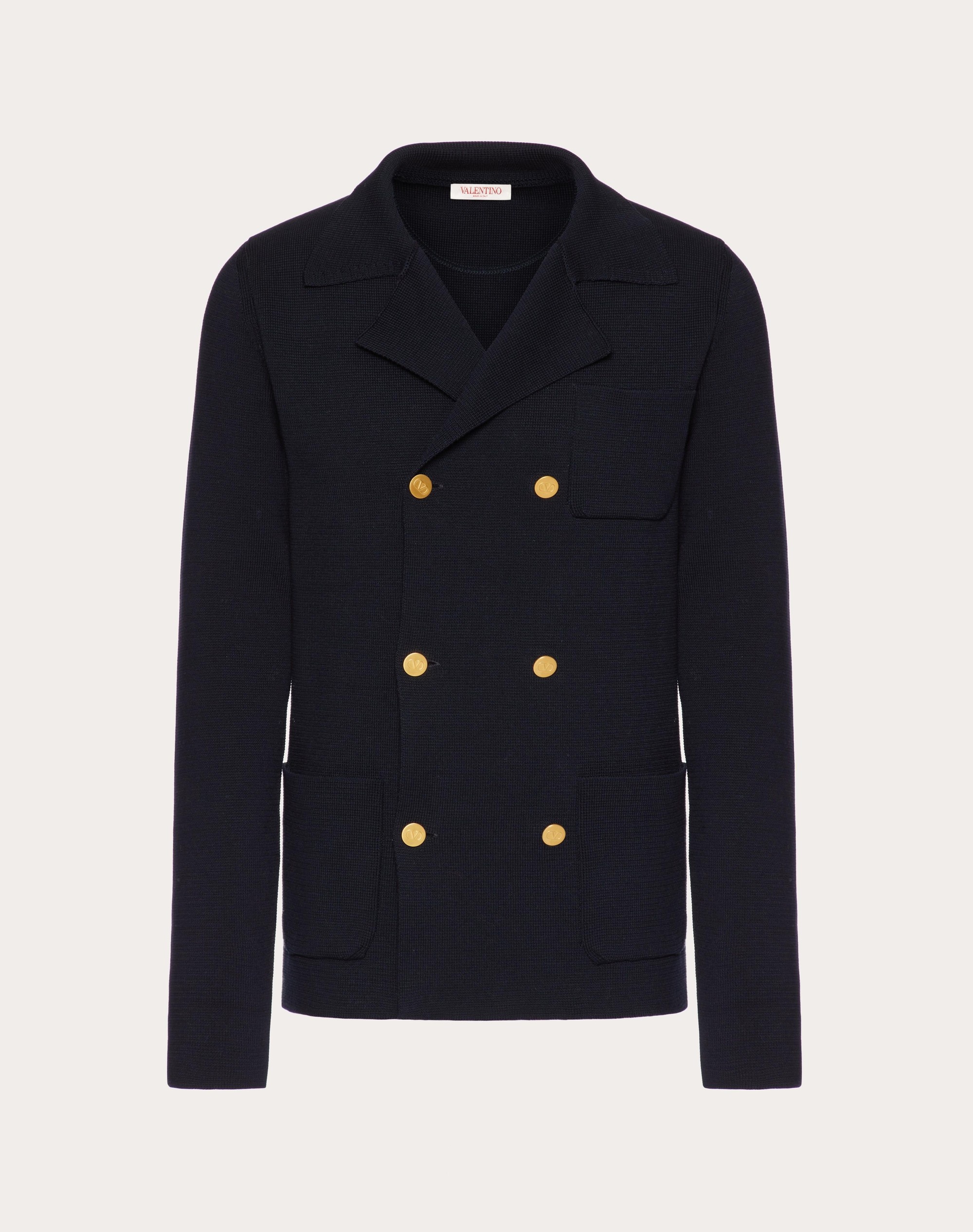 DOUBLE-BREASTED COTTON KNIT JACKET - 1