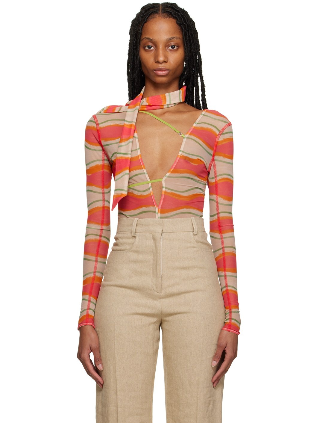 Multicolor Le Raphia 'Le Body Abanaba' Bodysuit - 1