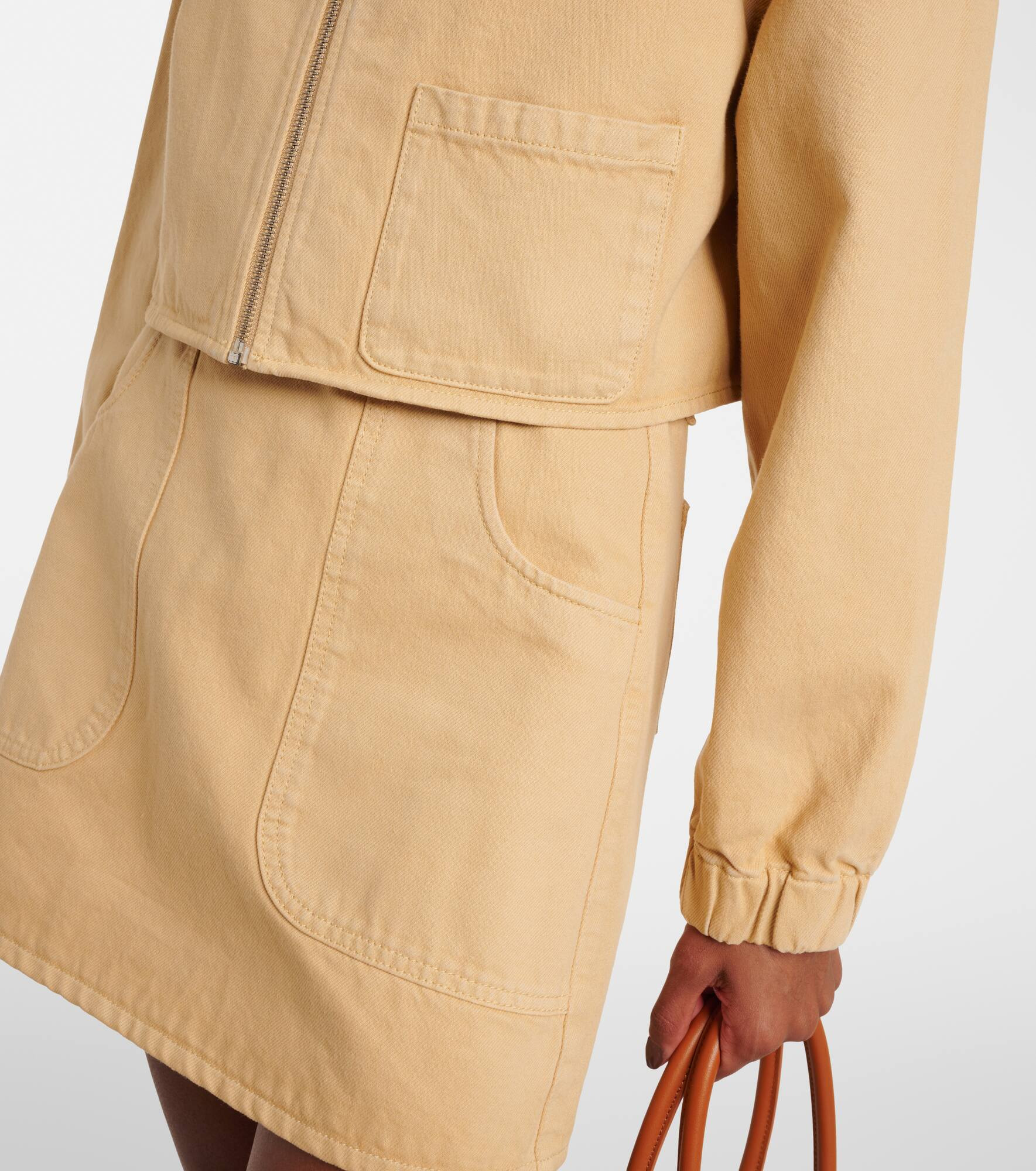 Leather-trimmed denim jacket - 5