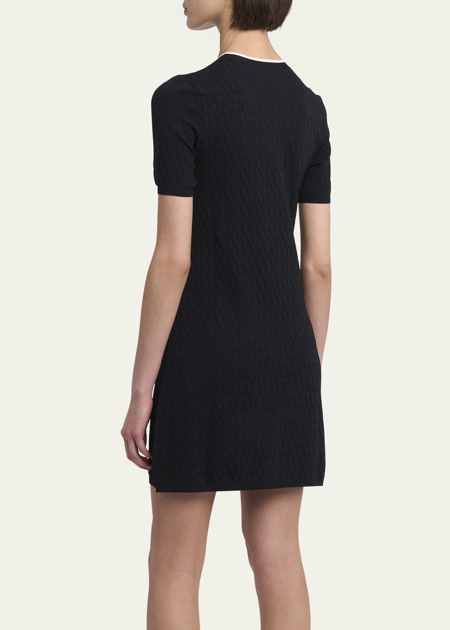 V Logo Print Wool Mini Dress - 3