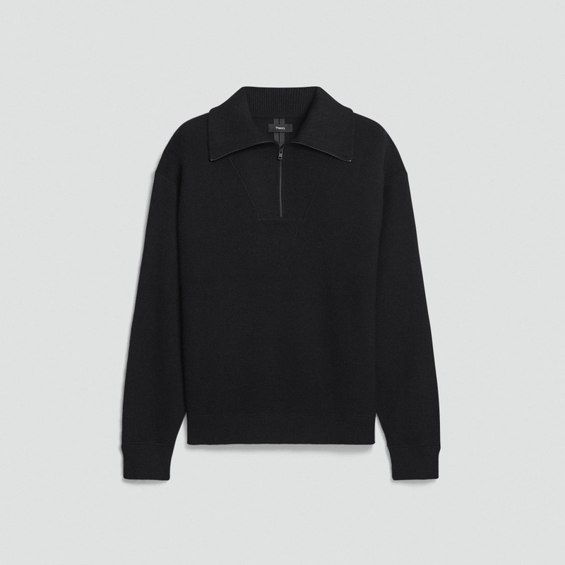 Relaxed Quarter-Zip Sweatshirt in Wool Bilen 1