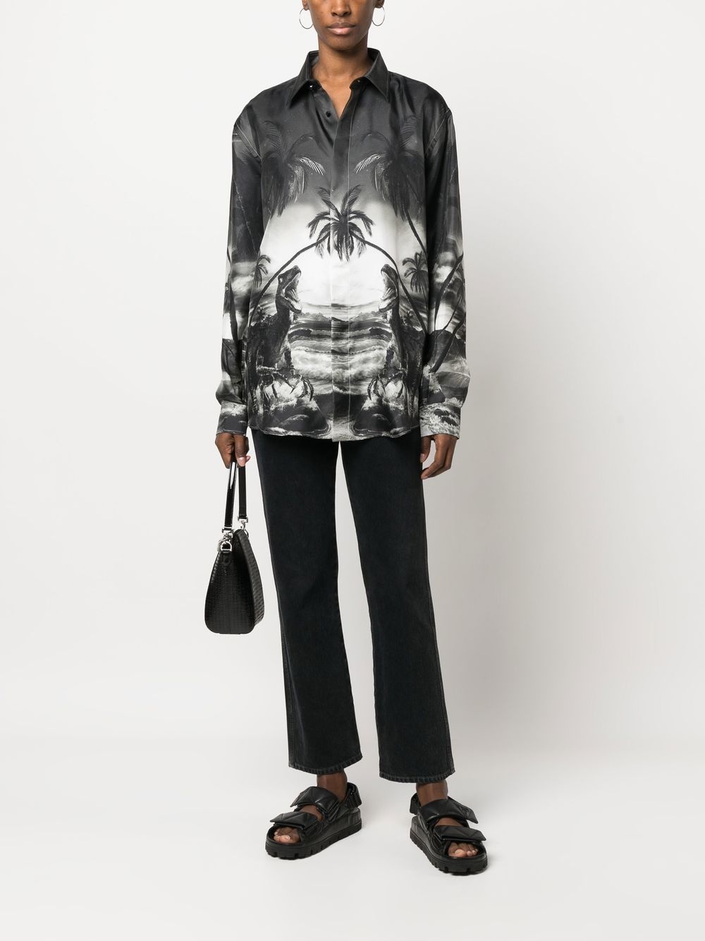 dinosaur-print silk shirt - 3