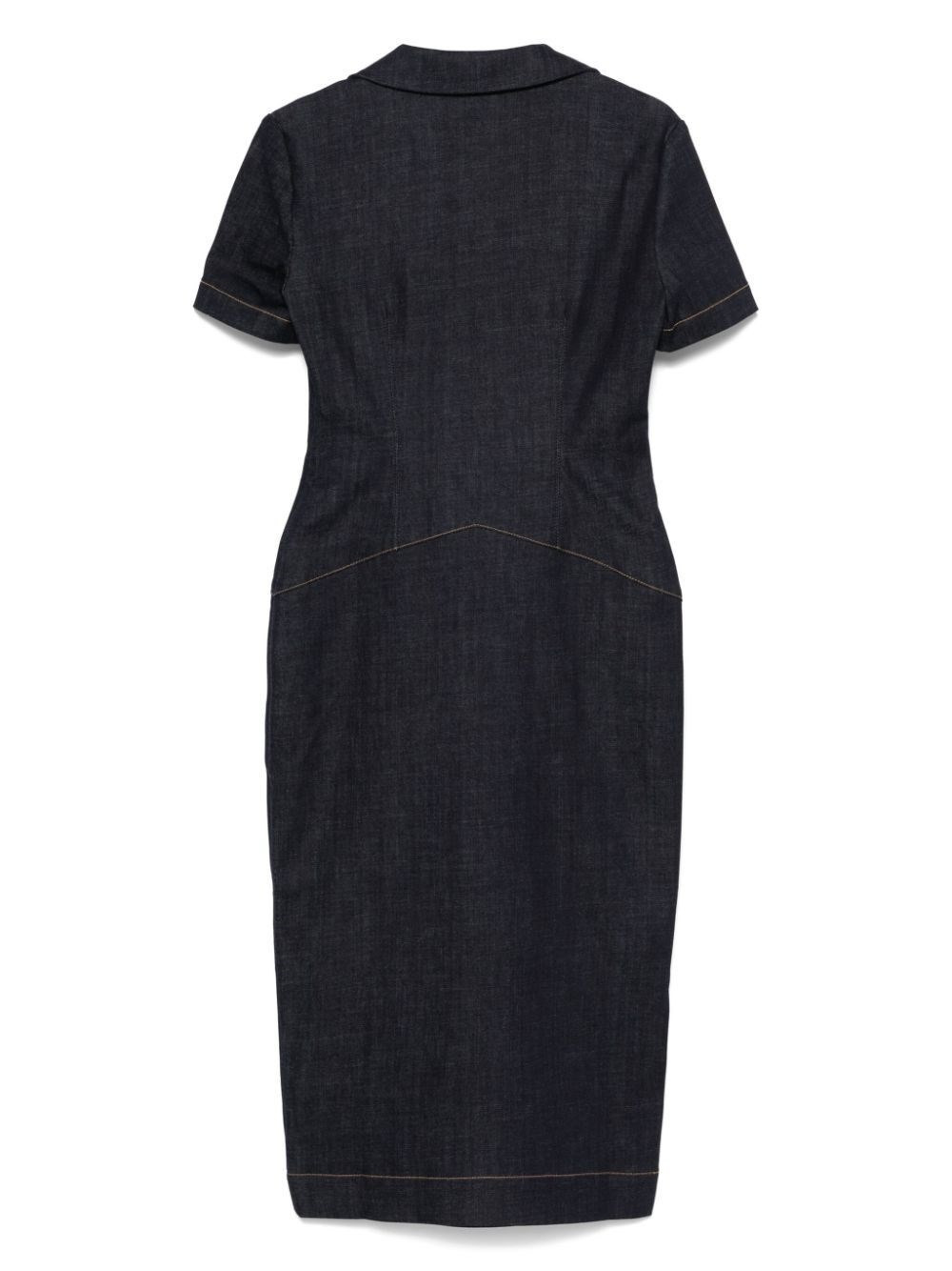 Denim Pockets Midi Dress - 2
