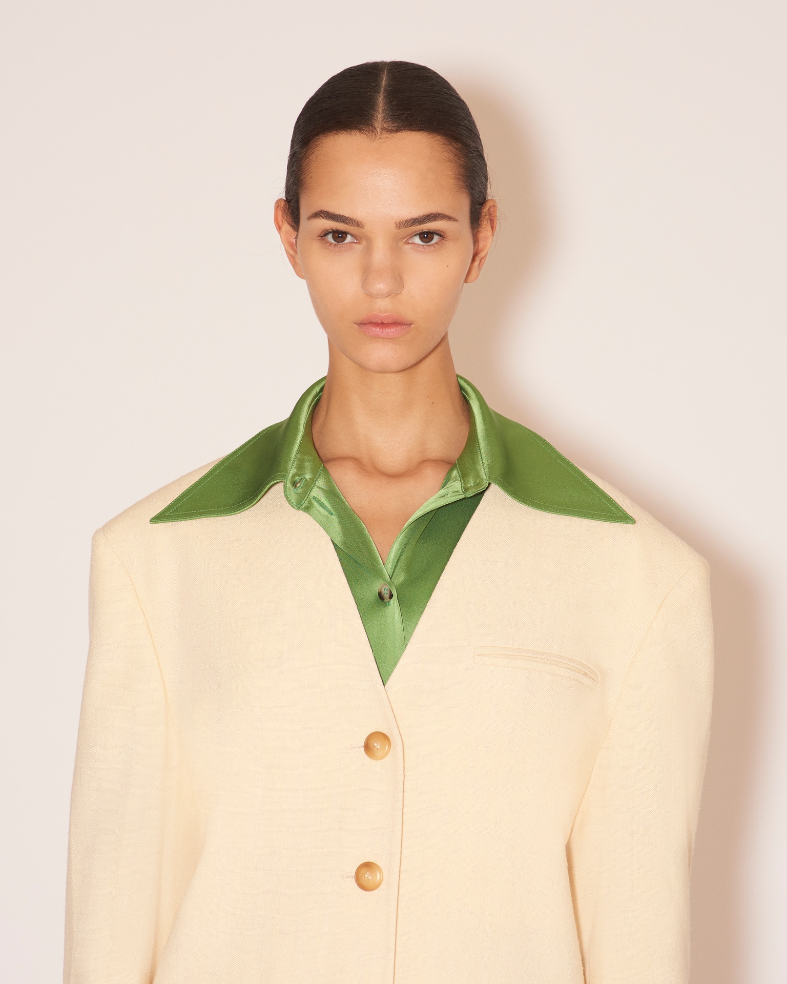 HALIA - Silk viscose-tweed jacket - Creme - 6