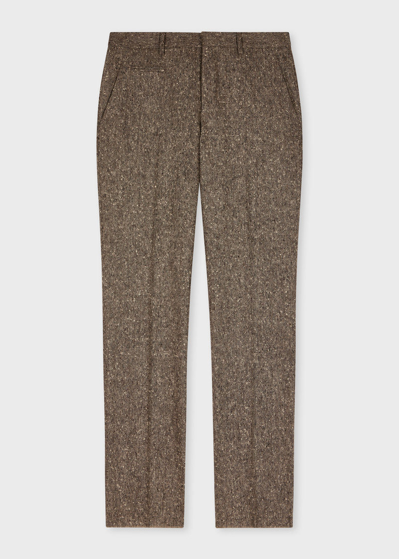 Slim Straight-Fit Light Brown Flecked Wool Trousers 1