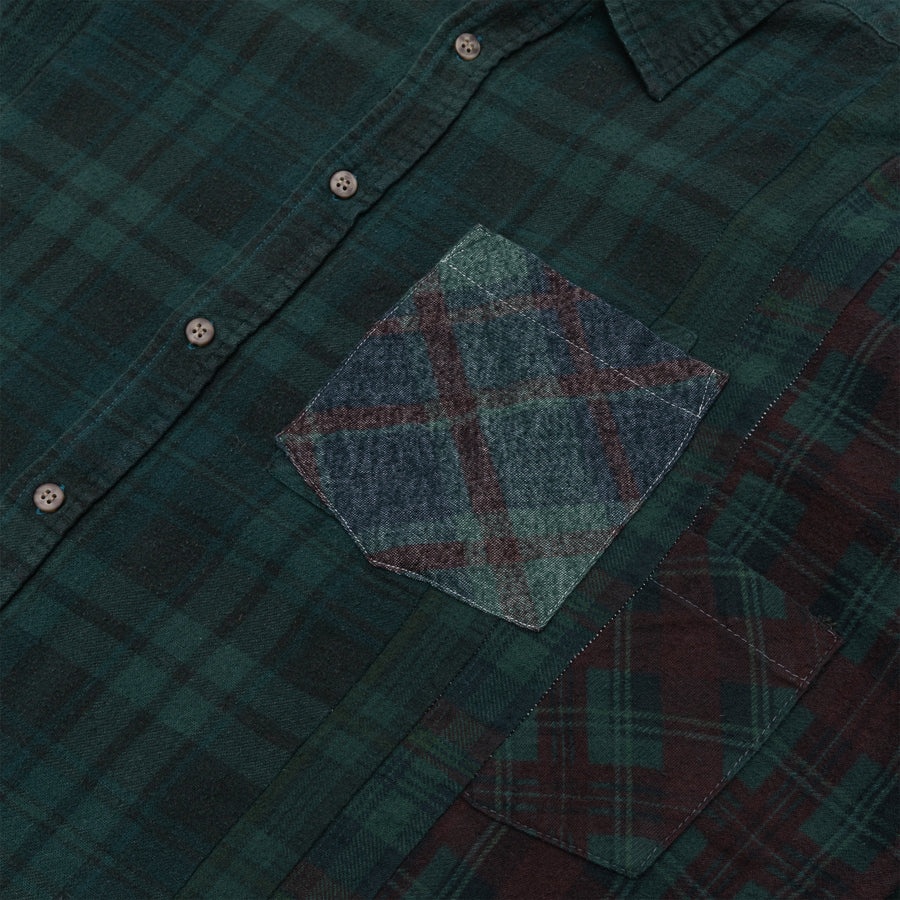 REBUILD BY NEEDLES 7 CUTS OVER DYE WIDE FLANNEL SHIRT - 3