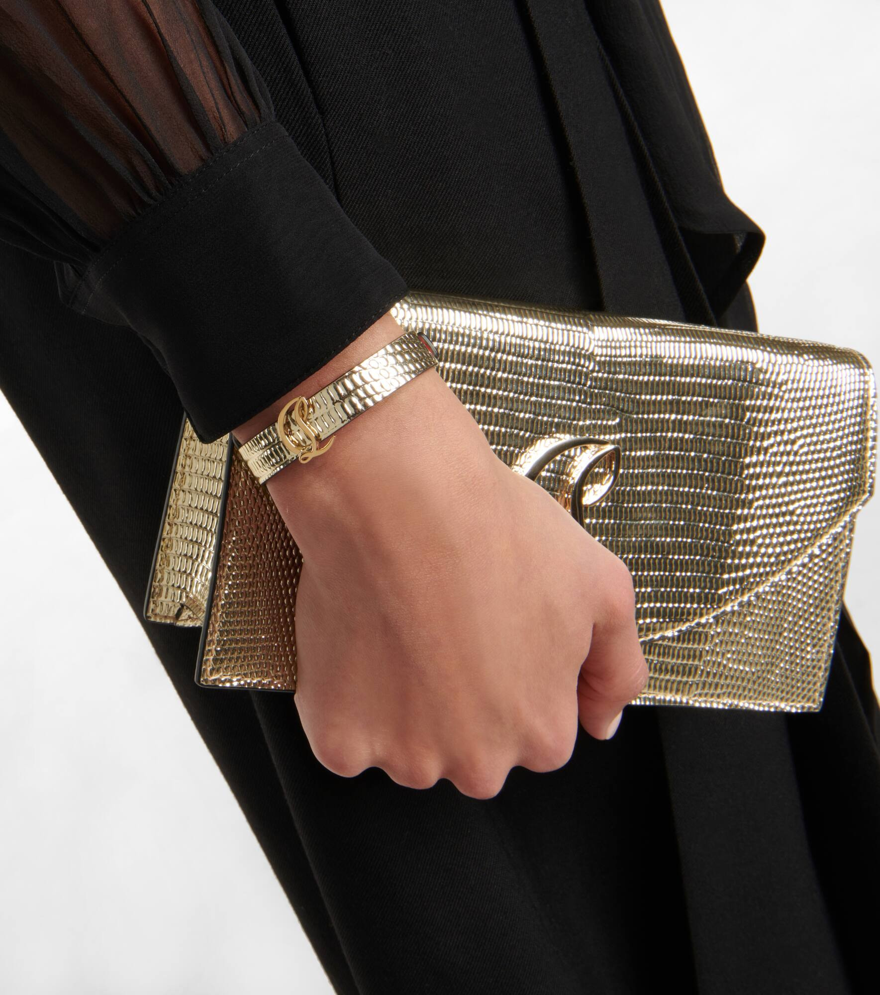 Loubilink lizard-effect leather bracelet - 3