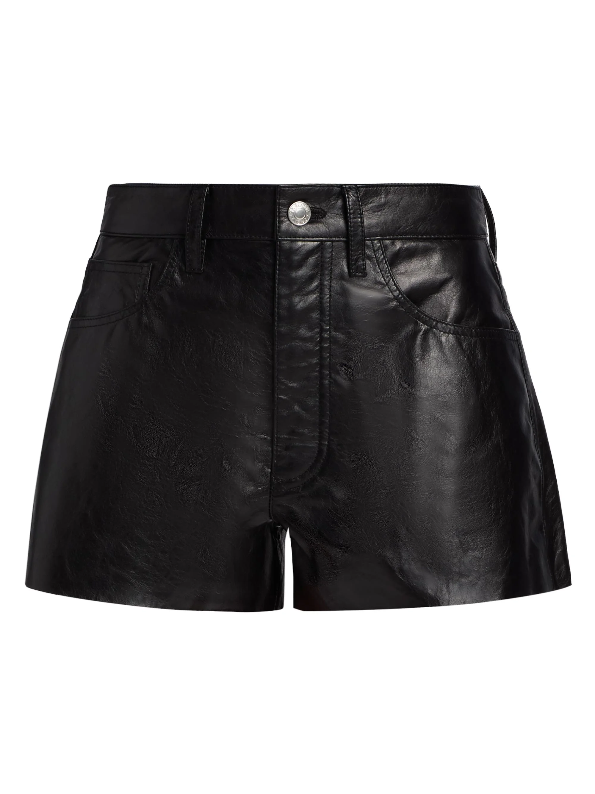 Women's Leather A-Line Shorts - Black - 1