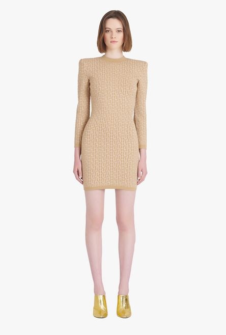 Short bicolor jacquard dress with Balmain monogram - 4