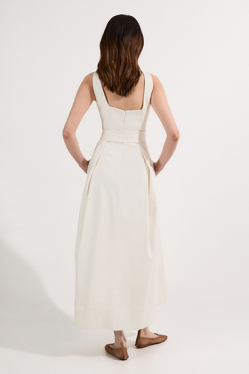 Tailored Denim Full Skirt Midi Dress 6