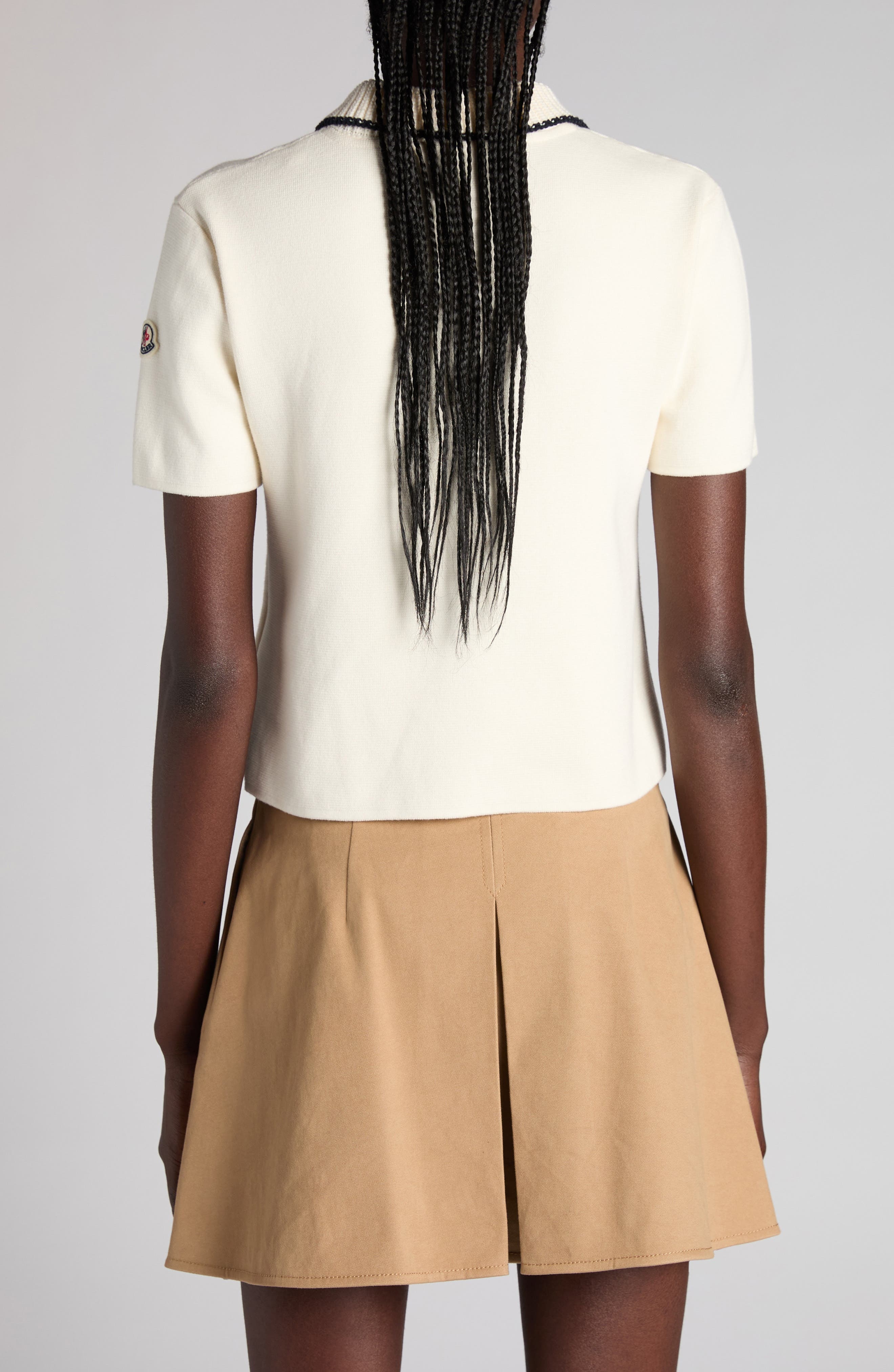 Moncler Knit Collar Cotton Polo in Stripe at Nordstrom - 3