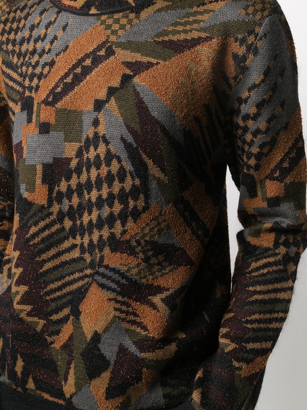 abstract-pattern crew neck jumper - 5