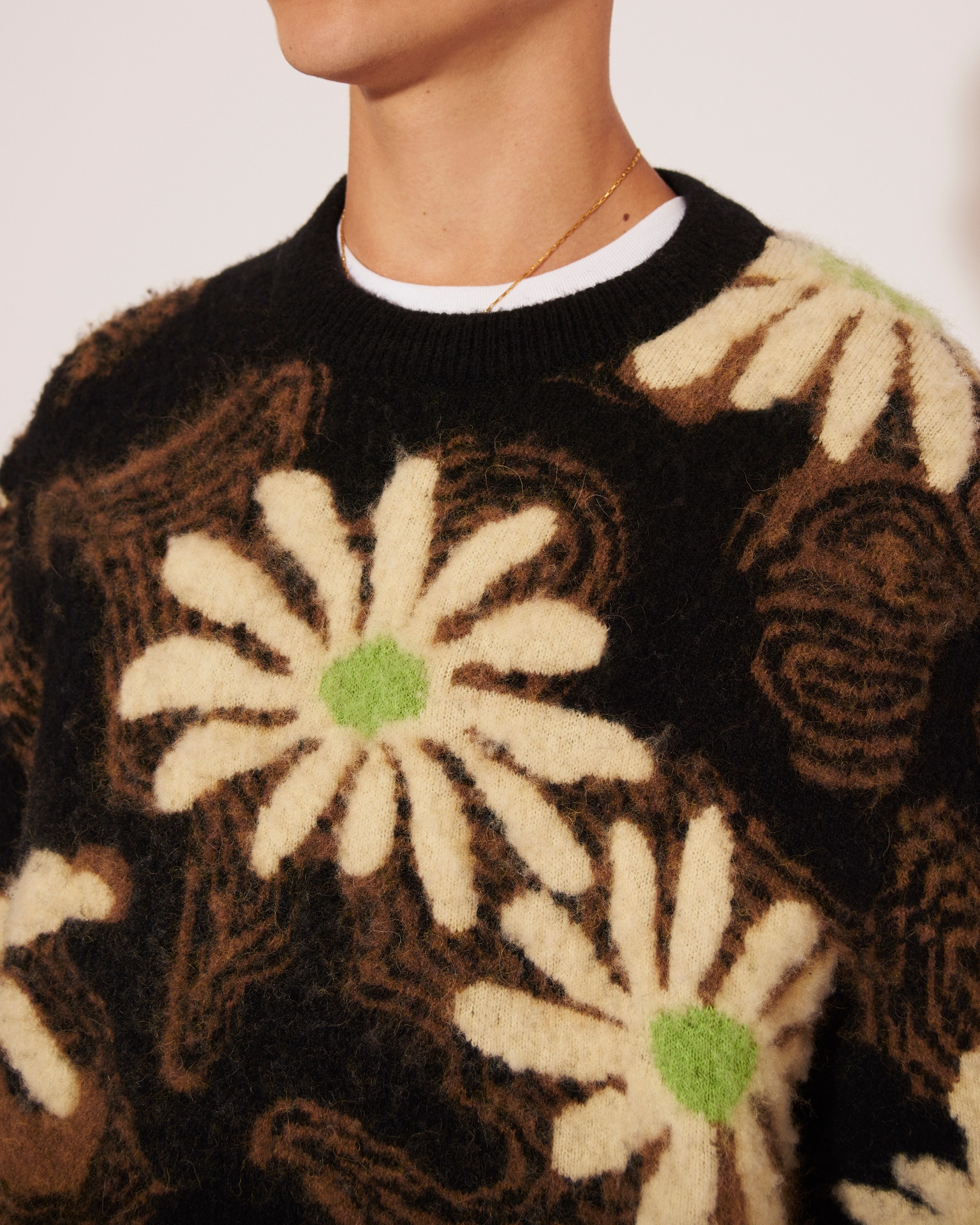 WESTYN - Brushed alpaca floral crew-neck sweater - Black - 5