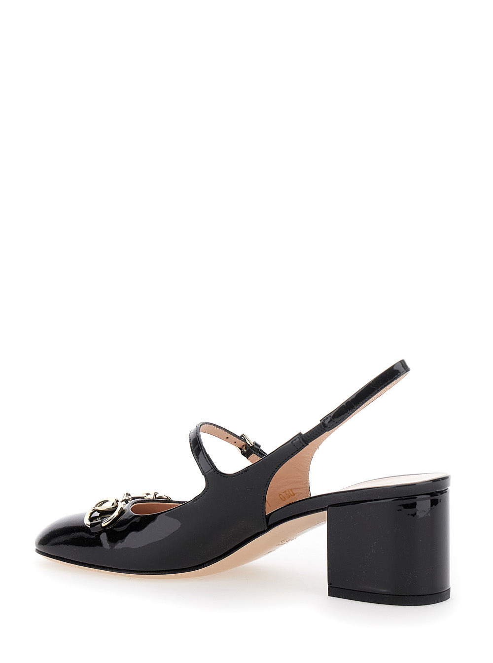 Gucci Women 'Lady Horsebit' Black Pumps With Horsebit Detail And Block Heel In Patent Leather Woman - 3