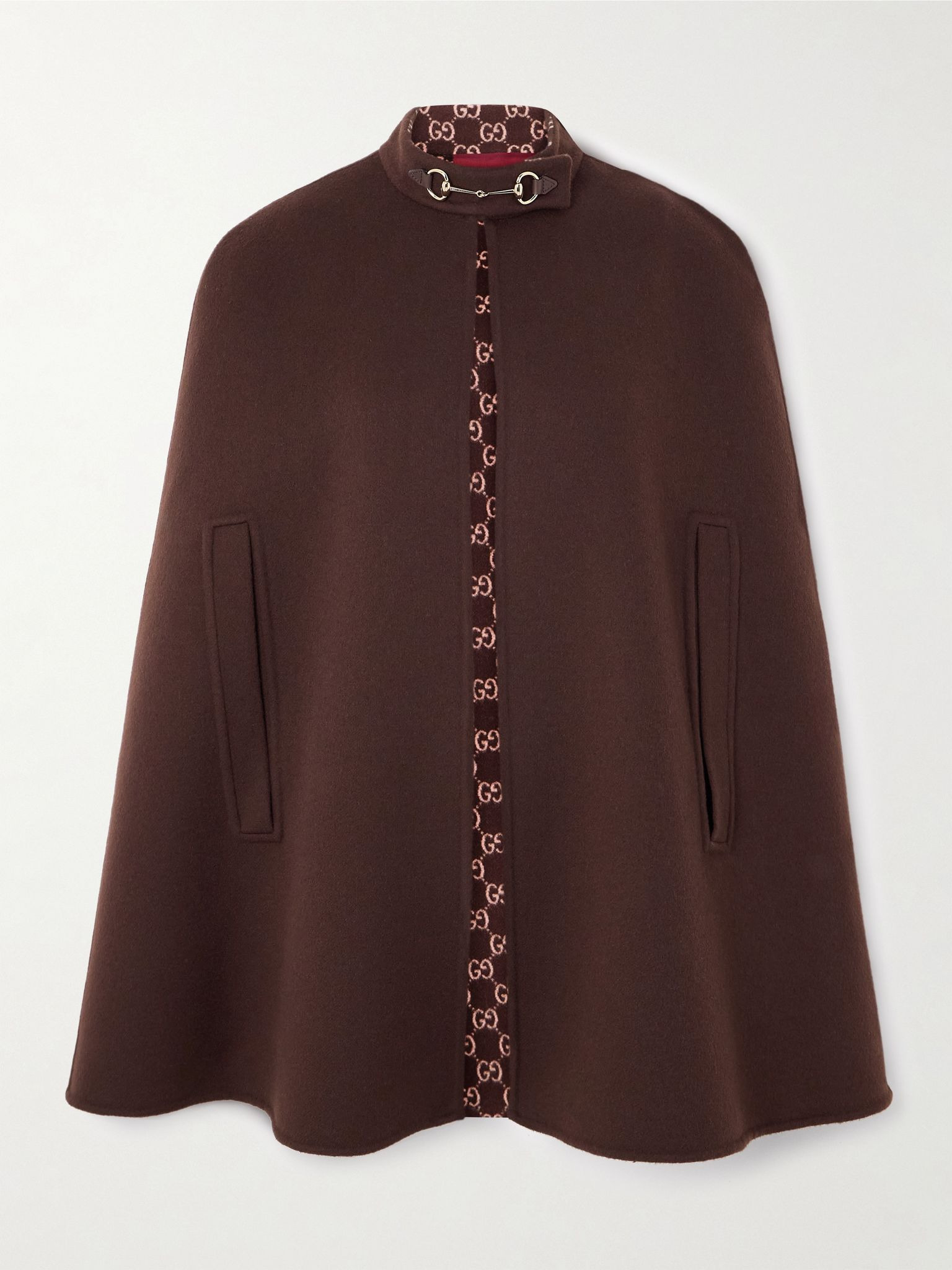 Embellished wool and silk-blend cape Brown - 1