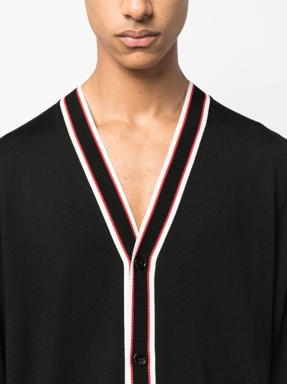 striped-edge V-neck cardigan - 5