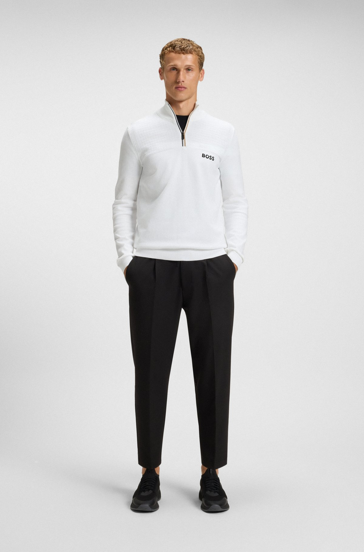 WATER-REPELLENT COTTON SWEATER WITH ZIP NECK - 4