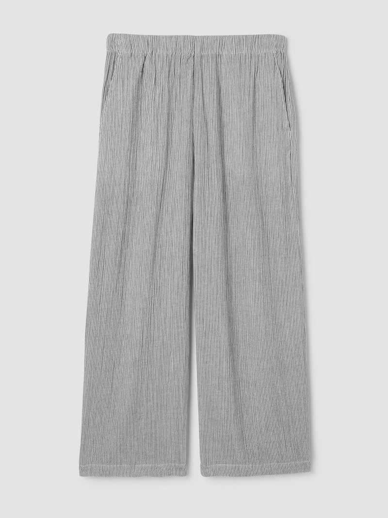 Striped Organic Cotton Gauze Wide-Leg Pant 1