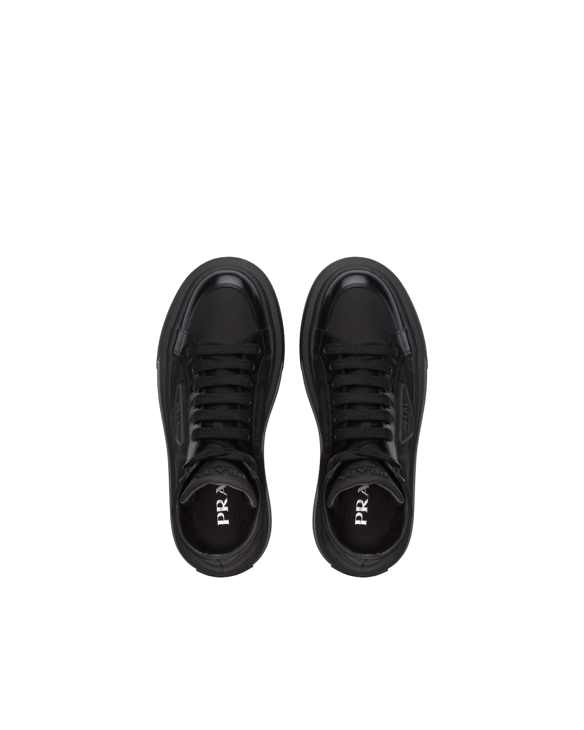 Prada Macro Re-Nylon and brushed leather high-top sneakers - 4