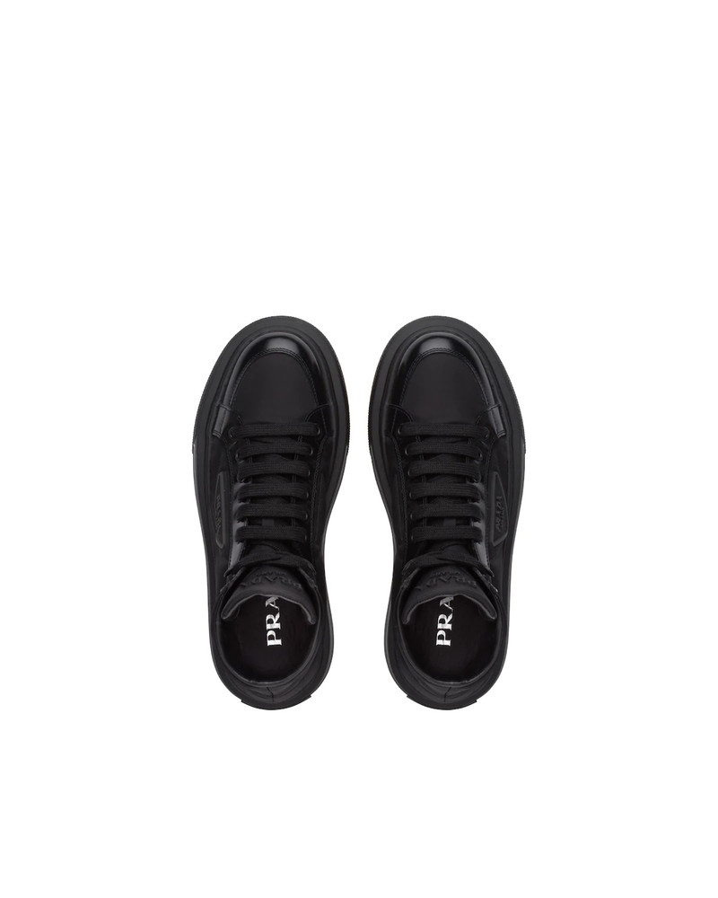 Prada Macro Re-Nylon and brushed leather high-top sneakers 4