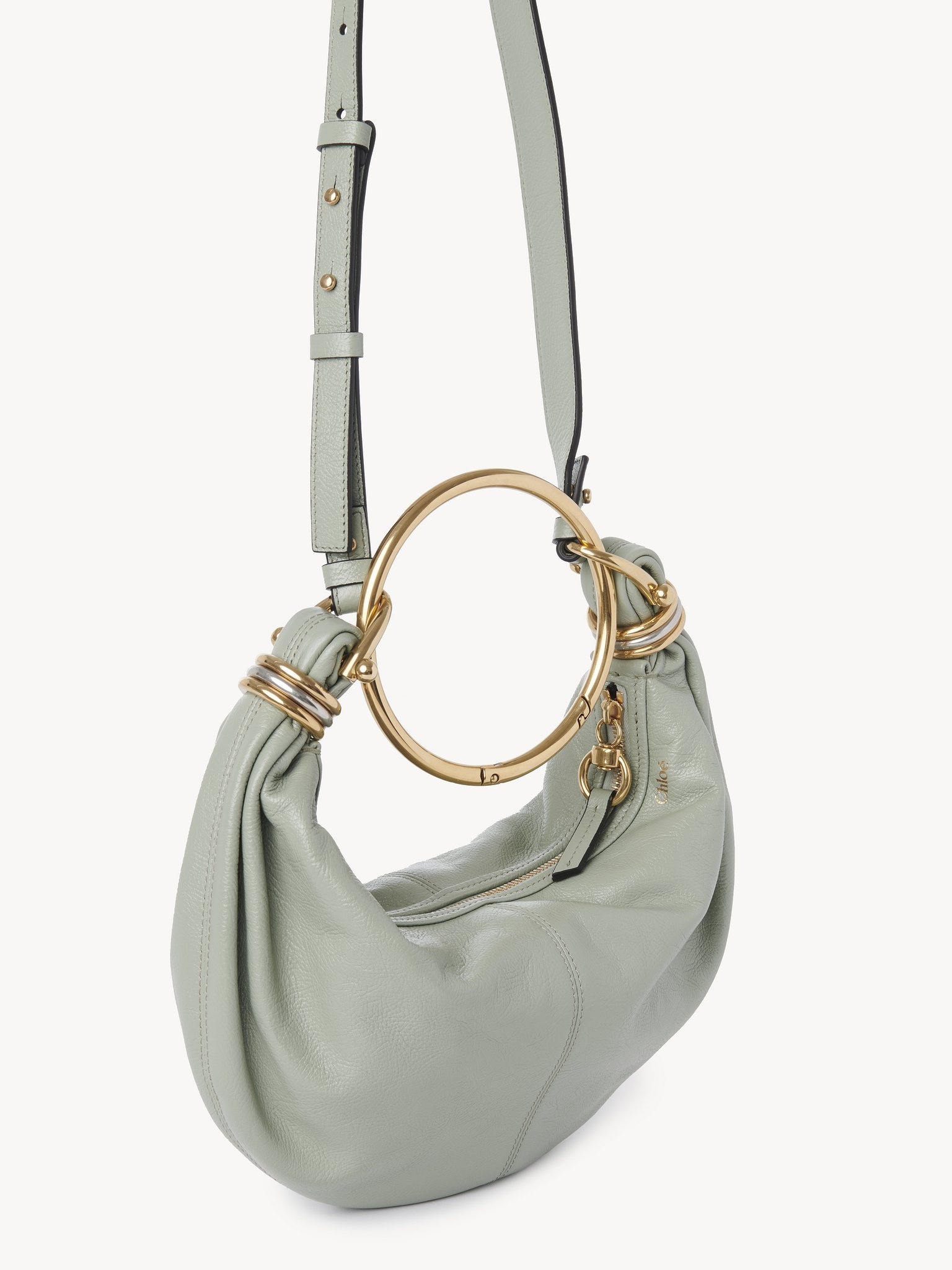 SMALL BRACELET HOBO BAG IN GRAINED LEATHER - 3