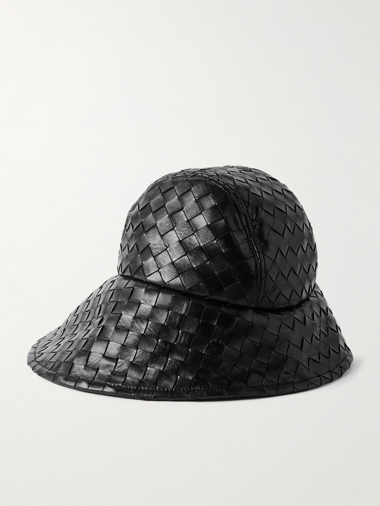 Intrecciato leather bucket hat Black - 1