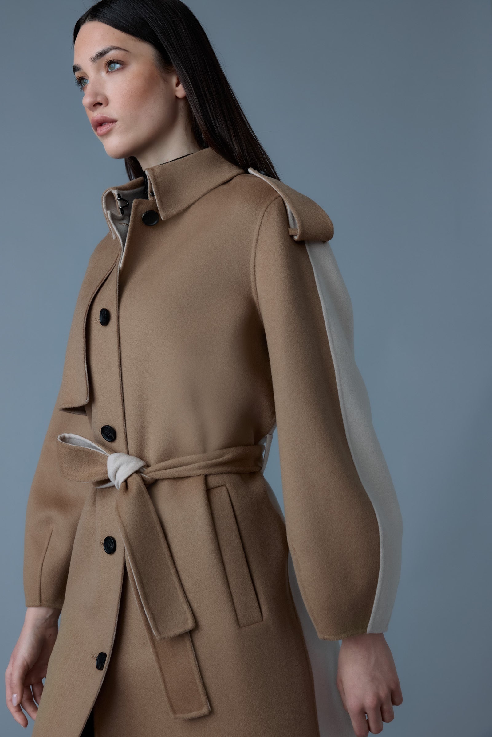 CEYLA Double-Face Wool Coat with Sash Belt - 5