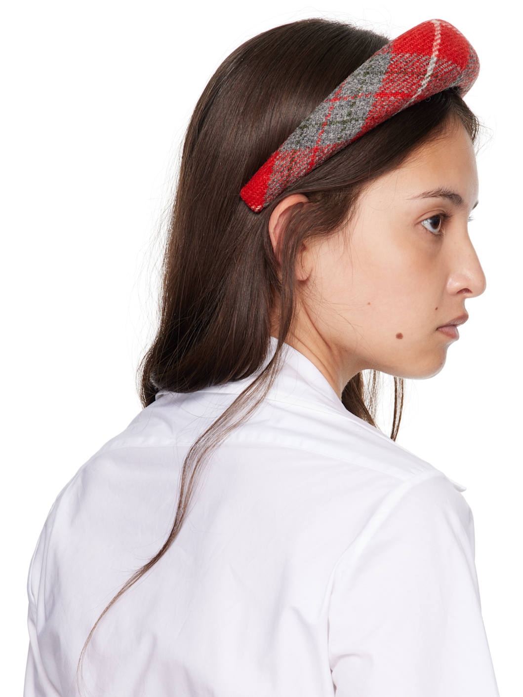Vivienne Westwood Harris Tweedタータンカチューシャ Vivienne Westwood Red Harris Tweed Tartan Headband | ssense
