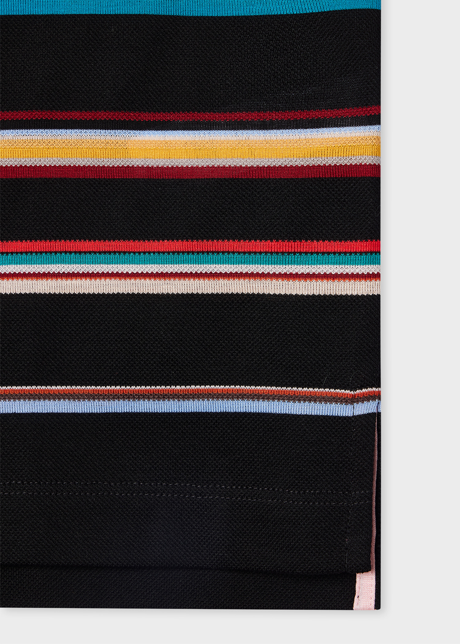 Black 'Signature Stripe' Cotton-Piqué Polo Shirt - 2