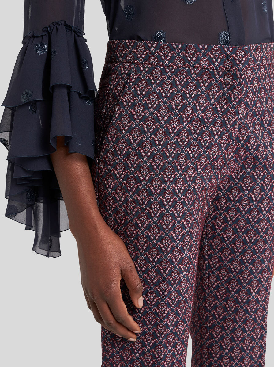 FLARED COTTON-BLEND JACQUARD TROUSERS - 3