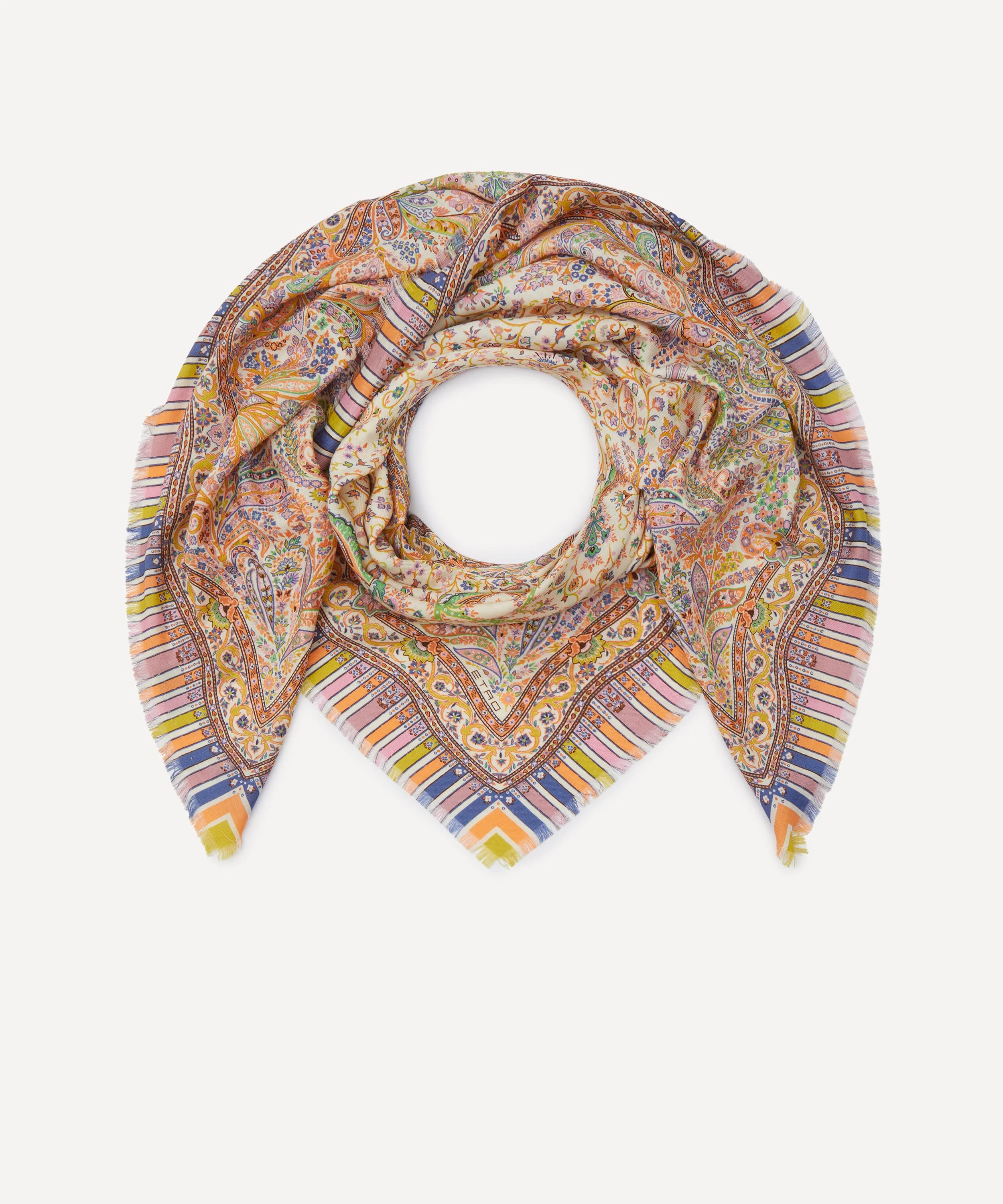 Aida Paisley Print Silk-Wool Scarf - 1