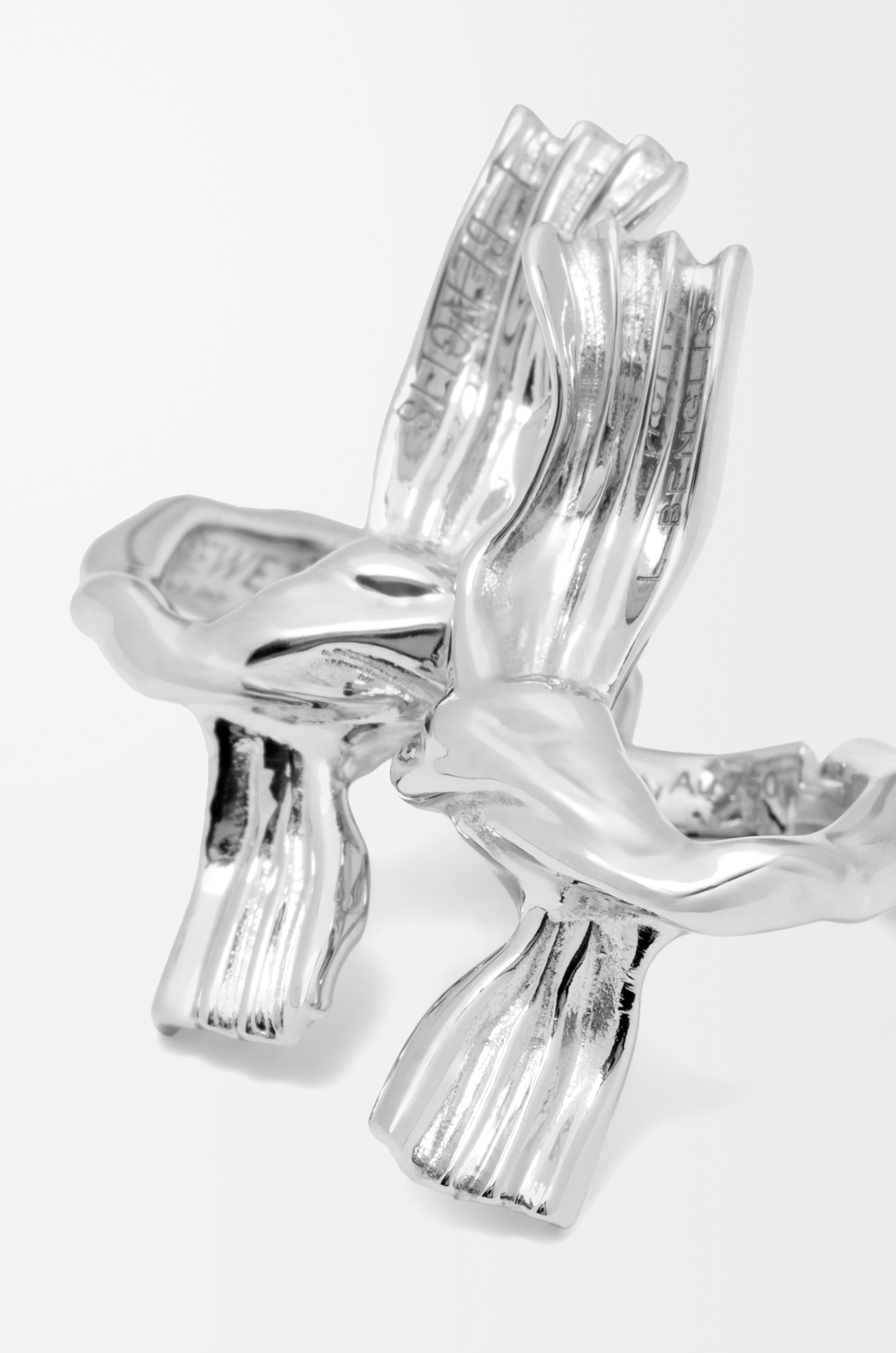 Knuckle Not earrings in white gold - 3