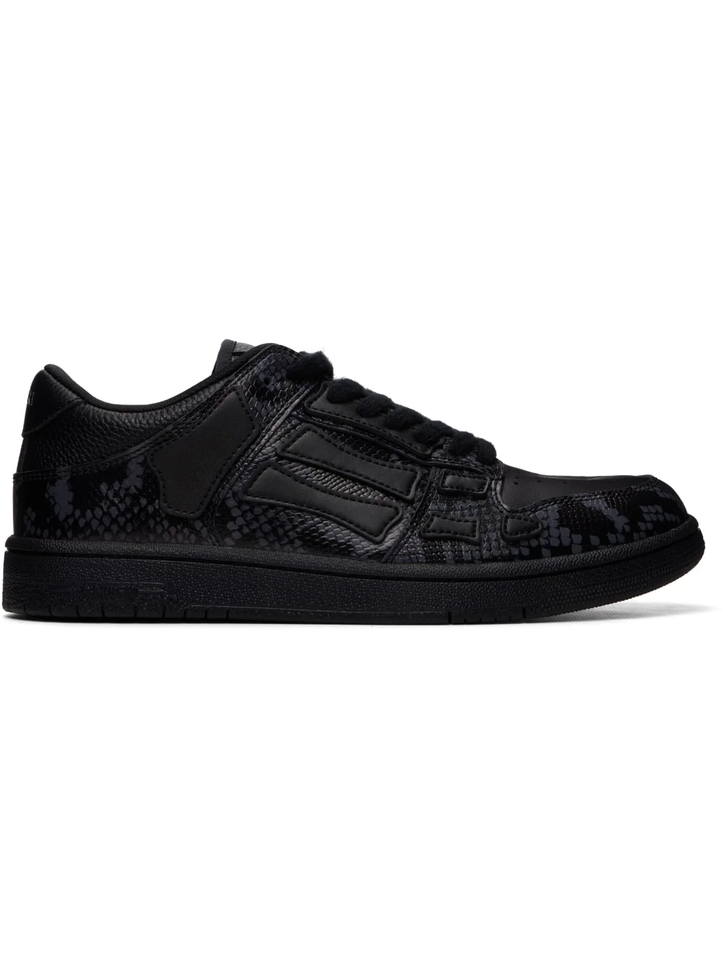 Black Printed Python Skel Top Low Sneakers - 1