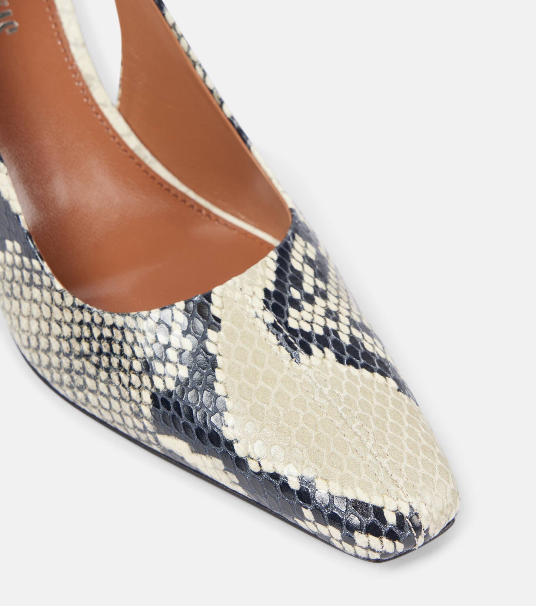 Belle 75 snake-effect leather slingback pumps - 5