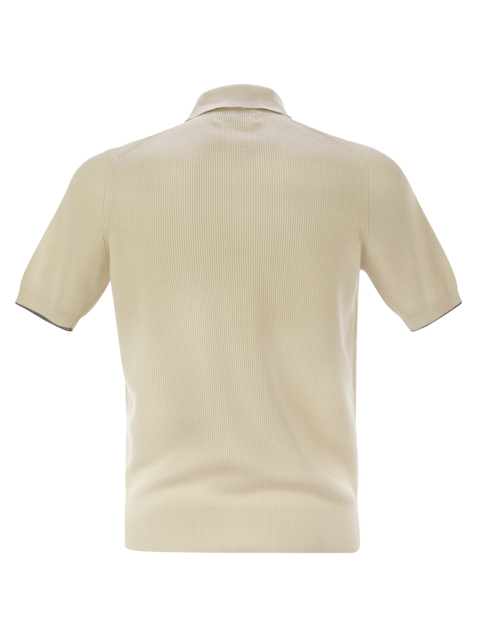Brunello Cucinelli Men Ribbed Cotton Polo-Style Jersey - 2