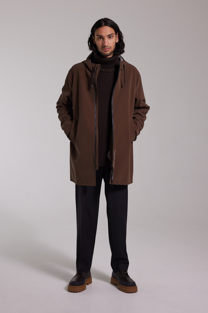 Stutterheim Stockholm Lightweight Matte Zip Raincoat Dark Brown outlook